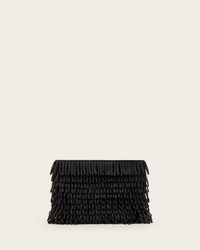 ALLSAINTS LAMB LEATHER BETTINA FRINGE LEATHER CLUTCH