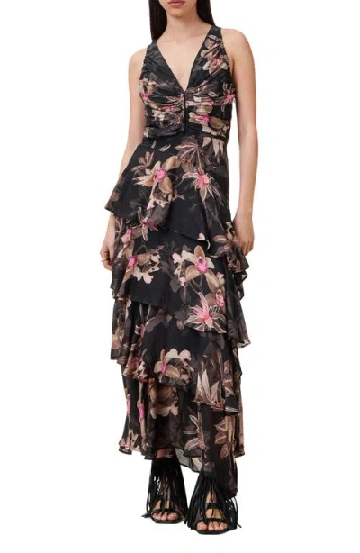 ALLSAINTS ALLSAINTS CALI FLORAL RUFFLE TIERED COCKTAIL DRESS