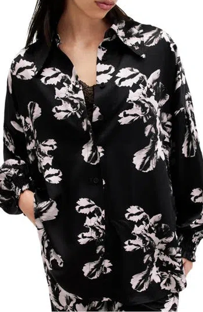 ALLSAINTS ALLSAINTS CHARLI FLORAL SATIN BUTTON-UP SHIRT