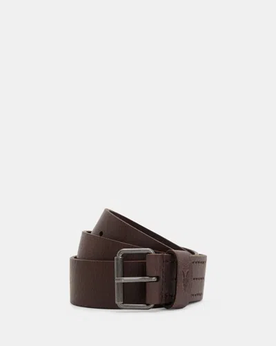 ALLSAINTS MEN'S BUFFALO LEATHER DUNSTON LEATHER EMBOSSED BELT