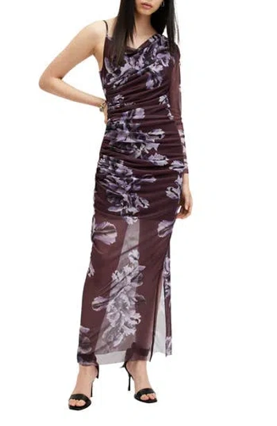 ALLSAINTS ALLSAINTS ERIS PLEATED SINGLE LONG SLEEVE MESH MAXI DRESS