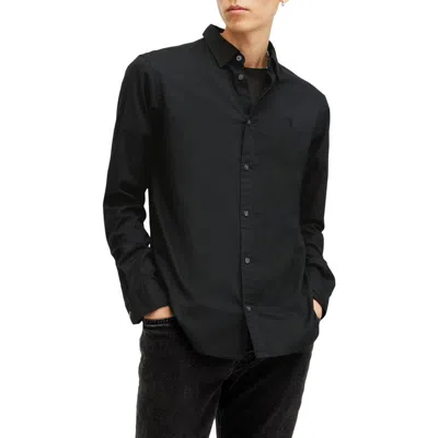 ALLSAINTS ALLSAINTS HAWTHORNE SOLID STRETCH COTTON BUTTON-UP SHIRT