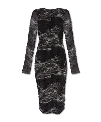 ALLSAINTS ALLSAINTS RUCHED MESH MIDI DRESS