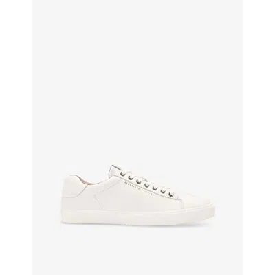 ALLSAINTS MENS WHITE BRODY LOGO-DEBOSSED LOW-TOP LEATHER TRAINERS EUR 42 / 8 UK