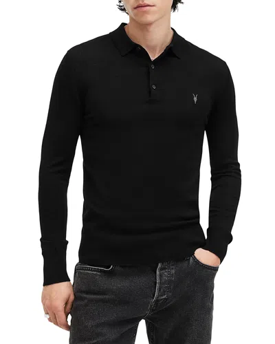 ALLSAINTS MODE REGULAR FIT MERINO WOOL LONG SLEEVE POLO SWEATER