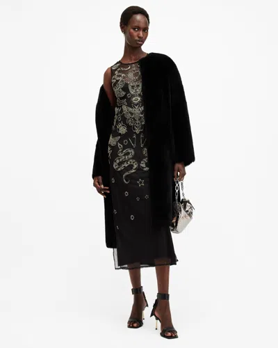 ALLSAINTS POLYESTER RYE EMBELLISHED MAXI DRESS