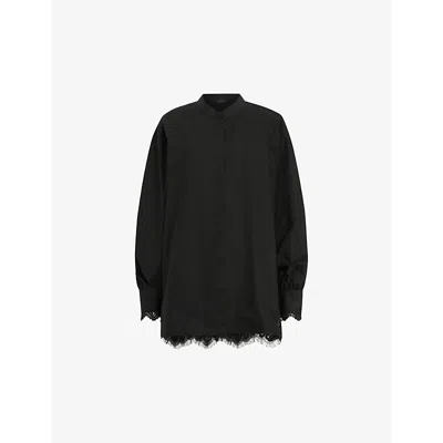 ALLSAINTS WOMENS ALLSAINTS ETHEL LACE-PANEL COTTON SHIRT