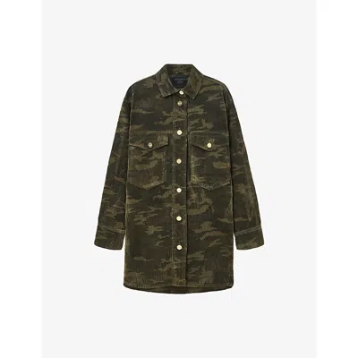 ALLSAINTS WOMENS CAMO GREEN FAYE CAMOUFLAGE-PATTERN COTTON MINI DRESS XS