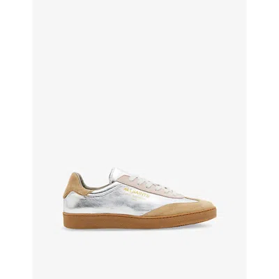 ALLSAINTS WOMENS ALLSAINTS THELMA METALLIC LEATHER AND SUEDE LOW-TOP TRAINERS