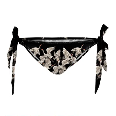 ALOHA FROM DEER WOMEN'S BLACK CRANES BIKINI BOWS BOTTOM