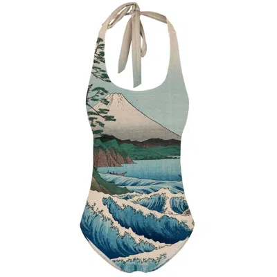 ALOHA FROM DEER WOMEN'S BLUE SEA OF SATTA OPEN BACK SWIMSUIT
