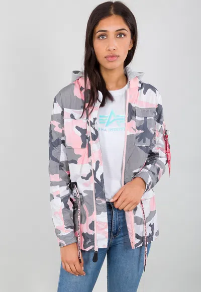 ALPHA ALPHA INDUSTRIES HOODED LW FIELD JACKET DAMEN FELDJACKE GREY PINK CAMO GR. M