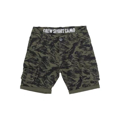 ALPHA INDUSTRIES MEN'S CREW SHORT CAMO BRUSHSTROKE GREEN