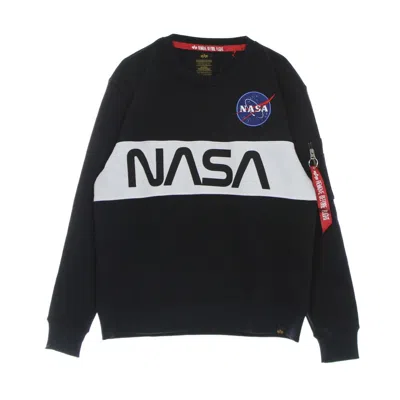 ALPHA INDUSTRIES MEN'S CREWNECK SWEATSHIRT NASA INLAY SWEATER REP. BLUE