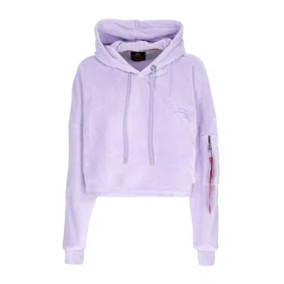 ALPHA INDUSTRIES WOMEN'S LIGHTWEIGHT CROPPED HOODIE FROTTEE HOODIE COS WMN PALE VIOLET