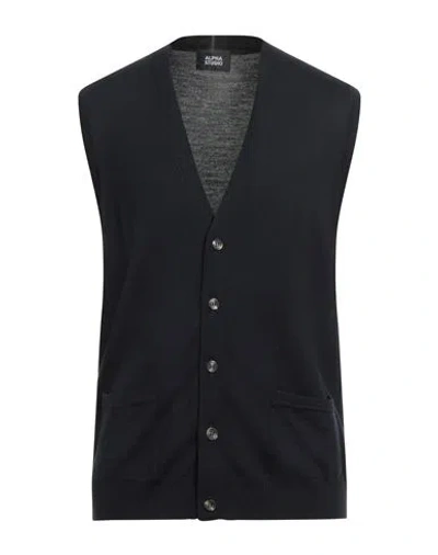 ALPHA STUDIO ALPHA STUDIO MAN CARDIGAN MIDNIGHT BLUE SIZE 46 MERINO WOOL