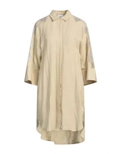 ALPHA STUDIO ALPHA STUDIO WOMAN MINI DRESS BEIGE SIZE 8 LINEN, VISCOSE, POLYESTER