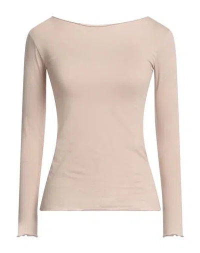 ALPHA STUDIO ALPHA STUDIO WOMAN T-SHIRT BEIGE SIZE 8 COTTON