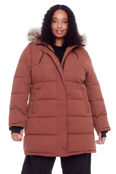 ALPINE NORTH AULAVIK PLUS WOMEN'S VEGAN DOWN (RECYCLED) MID-LENGTH HOODED PARKA COAT (PLUS SIZE)