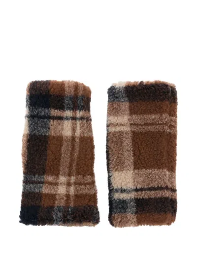 ALPO WOMEN BROWN PLAID FINGERLESS GLOVES, ONESIZE LUXURY FOR WOMEN DARVEYS