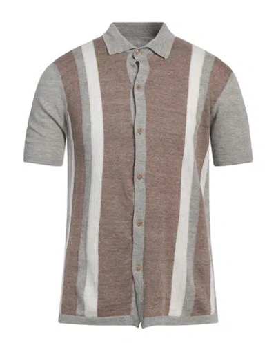 ALTEA ALTEA MAN CARDIGAN BROWN SIZE XL LINEN, COTTON