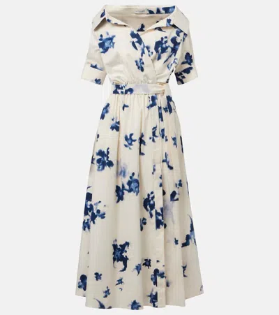 ALTUZARRA LYDIA FLORAL COTTON-BLEND MIDI DRESS