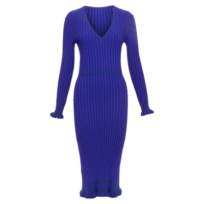 ALTUZARRA TOPSTITCH RIBBED BODYCON V NECK DRESS