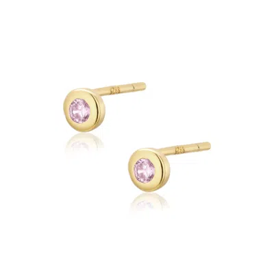 ALURA COPENHAGEN JEWELLERY WOMEN'S ECLIPSE EARSTUDS WITH PINK COLORED ZIRCONIA