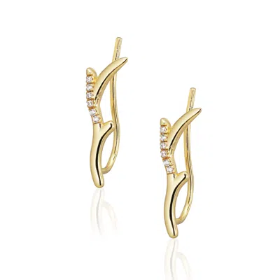 ALURA COPENHAGEN JEWELLERY WOMEN'S WHITE / GOLD GRACE BRANCH EARRING WITH ZIRCONIAS