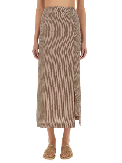 ALYSI "MICRO STRIPE" LONGUETTE SKIRT