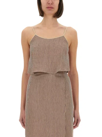 ALYSI "MICRO STRIPE" TOP WITH LACES