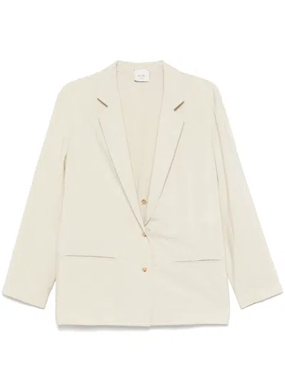 ALYSI ALYSI SILK BLEND SINGLE-BREASTED BLAZER JACKET