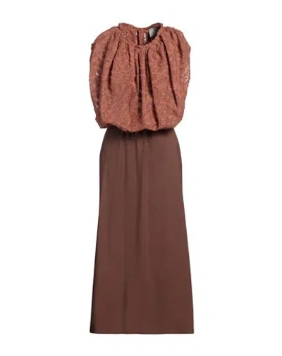 ALYSI ALYSI WOMAN MAXI DRESS RUST SIZE 4 COTTON, POLYAMIDE, ACRYLIC