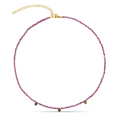 AMADEUS WOMEN'S GREEN / PURPLE / GOLD INES RUBY & TOURMALINE GEMSTONE NECKLACE