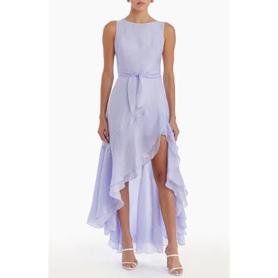 AMANDA UPRICHARD AMANDA UPRICHARD CASELLA STRIPE SLEEVELESS RUFFLE HIGH-LOW DRESS