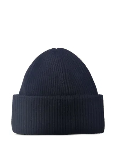 AMARANTO MEN BLUE RIBBED BEANIE HAT, ONESIZE LUXURY HATS FOR MEN DARVEYS