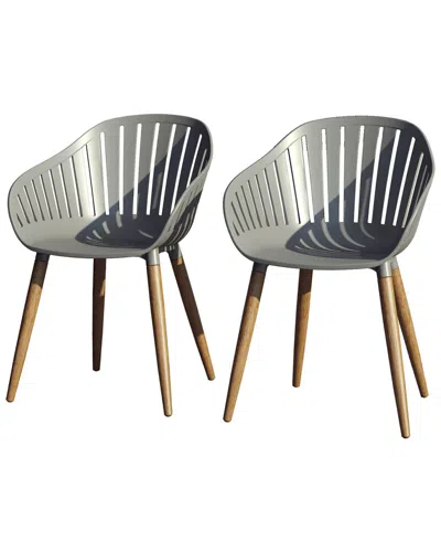 AMAZONIA AMAZONIA OUTDOOR PATIO 2PC WOOD GREY CHAIRS