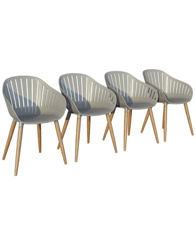 AMAZONIA AMAZONIA OUTDOOR PATIO 4PC GREY WOOD DINING CHAIRS