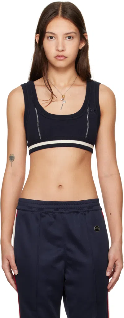 AMBUSH NAVY CONTRAST STITCH BRA TOP