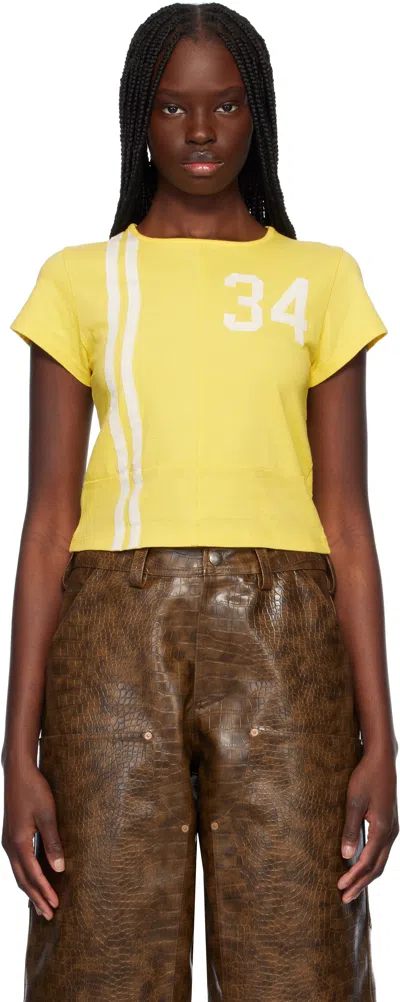 AMBUSH YELLOW PANELED FITTED T-SHIRT