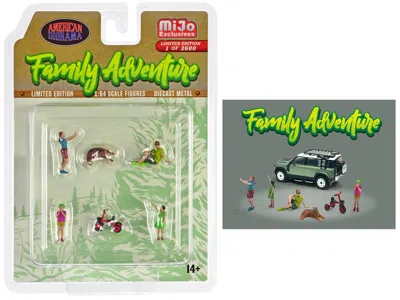 AMERICAN DIORAMA FAMILY ADVENTURE 6 PIECE DIECAST FIGURE SET (4 FIGURES 1 DOG 1 TRICYCLE) LIMITED EDITION TO 3600 PIE
