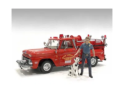 AMERICAN DIORAMA FIREFIGHTERS FIRE DOG TRAINING FIGURES (TRAINER AND DOG) FOR 1/24 SCALE MODELS BY AMERICAN DIORAMA