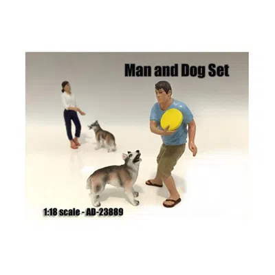 AMERICAN DIORAMA MAN & DOG 2 PIECE FIGURE SET FOR 1-18 SCALE MODELS