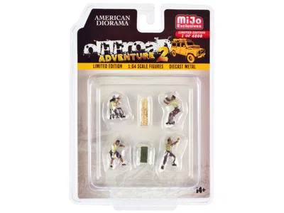 AMERICAN DIORAMA OFF-ROAD ADVENTURE 2 6 PIECE DIECAST SET (4 MALE FIGURINES AND 2 ACCESSORIES) LIMITED EDITION TO 480