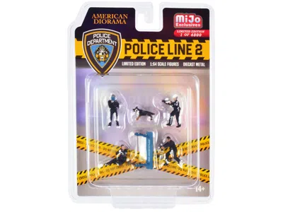AMERICAN DIORAMA POLICE LINE 2 6 PIECE DIECAST SET (4 POLICE FIGURES 1 DOG FIGURE AND 1 ACCESSORY) LIMITED EDITION TO