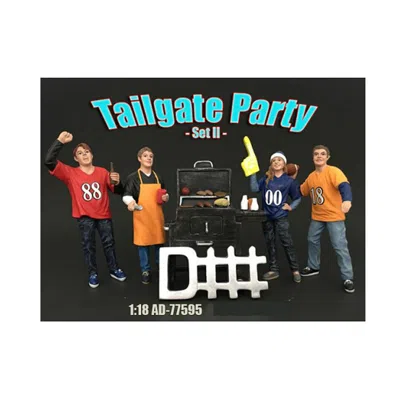 AMERICAN DIORAMA TAILGATE PARTY SET II FIGURE SET FOR 1 ISTO 18 DIECAST MODEL CAR, 4 PIECE