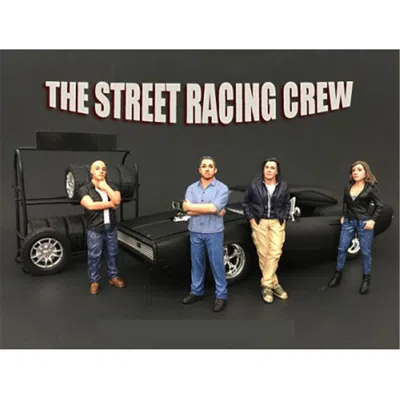 AMERICAN DIORAMA THE STREET RACING CREW 4 PIECE FIGURE SET FOR 1-18 SCALE MODELS