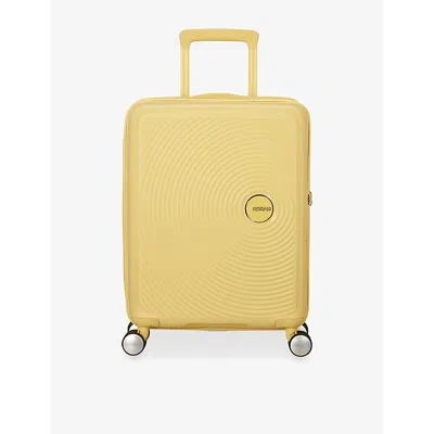 AMERICAN TOURISTER PASTEL YELLOW SOUNDBOX EXPANDABLE FOUR-WHEEL SHELL SUITCASE 55CM