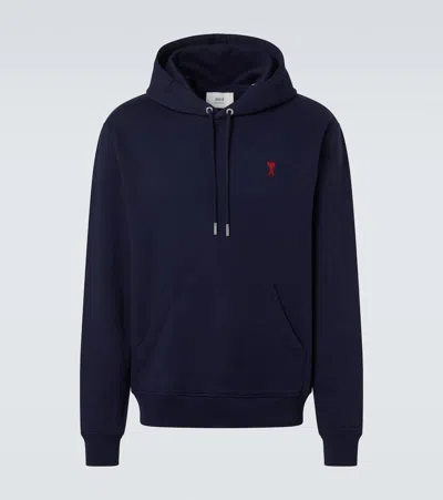 AMI ALEXANDRE MATTIUSSI AMI DE CAUR COTTON FLEECE HOODIE