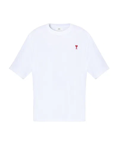 AMI ALEXANDRE MATTIUSSI AMI LOGO EMBROIDERED CREWNECK T-SHIRT